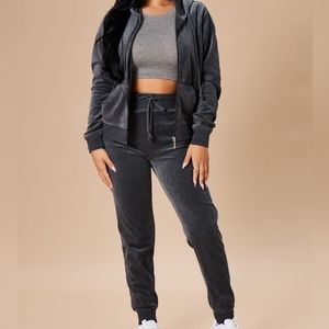 Fashion Nova The Original Trendsetter Velour Set Large Charcoal